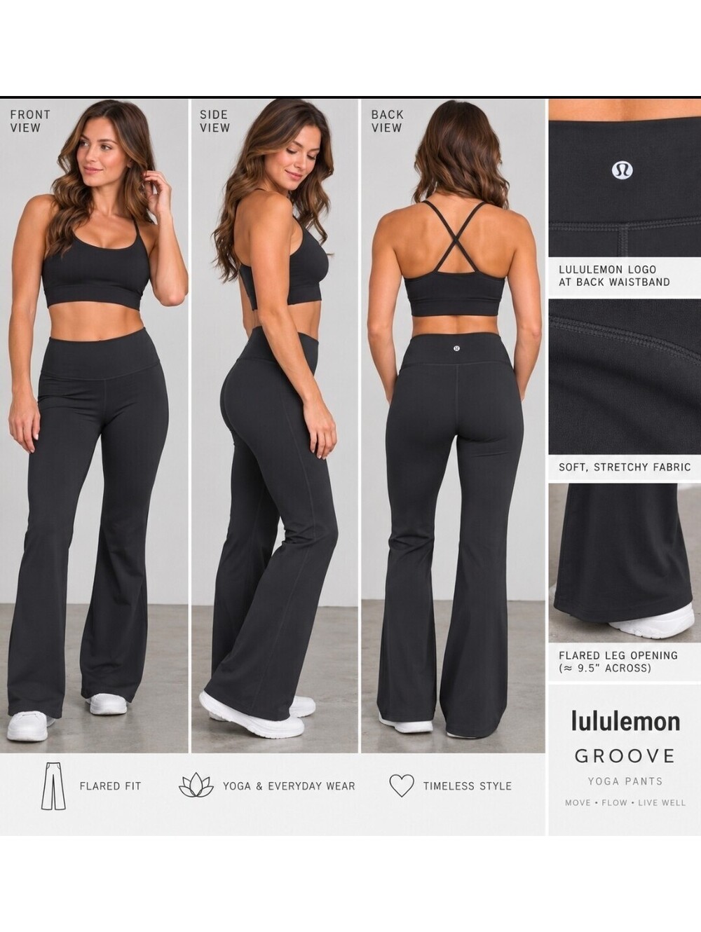 Lululemon Groove Flare Yoga Pants Women’s 6 Black High Rise 32” Inseam